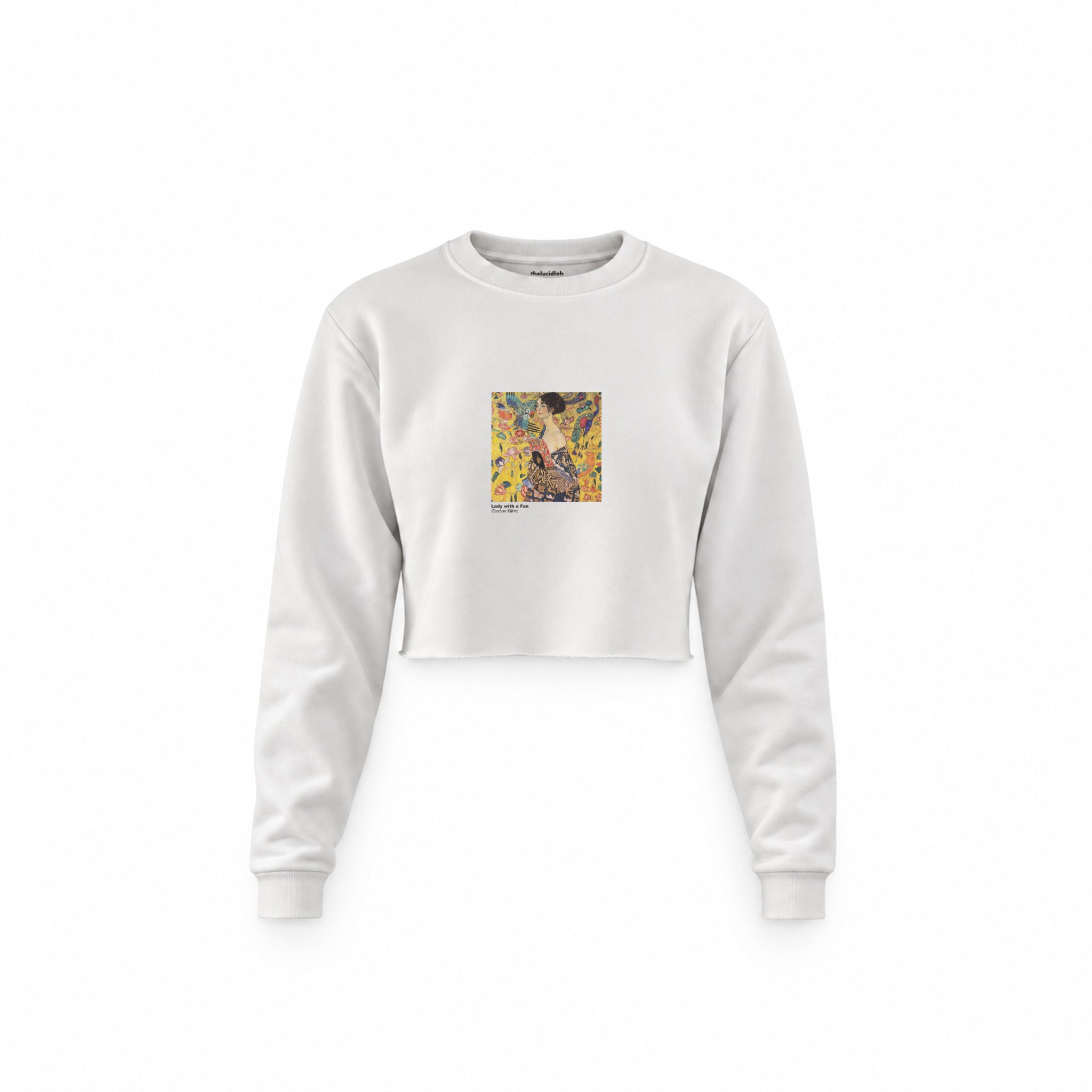 Lady with a Fan Crop Sweatshirt – Beyaz
