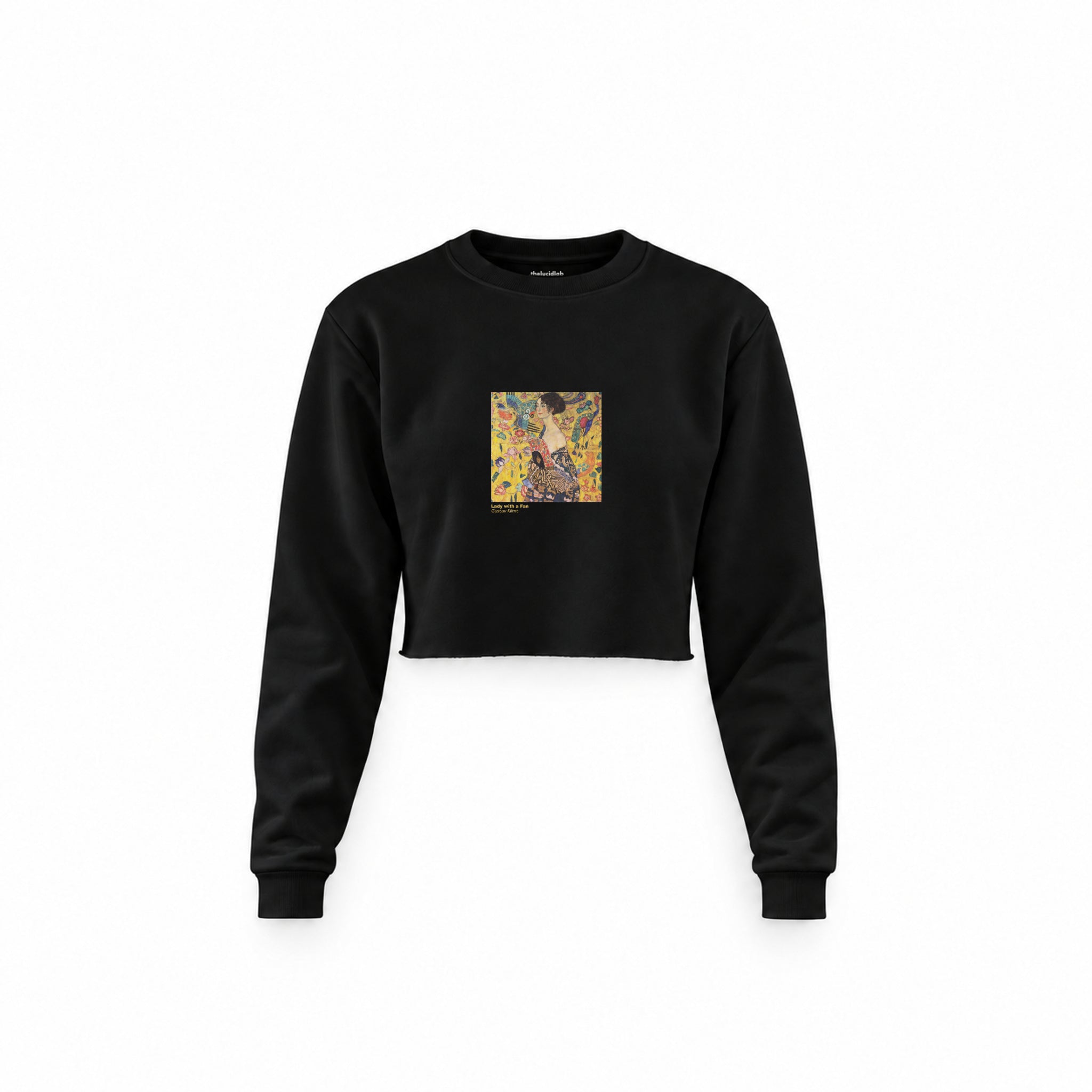 Lady with a Fan Crop Sweatshirt – Siyah