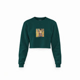 Lady with a Fan Crop Sweatshirt – Koyu Yeşil