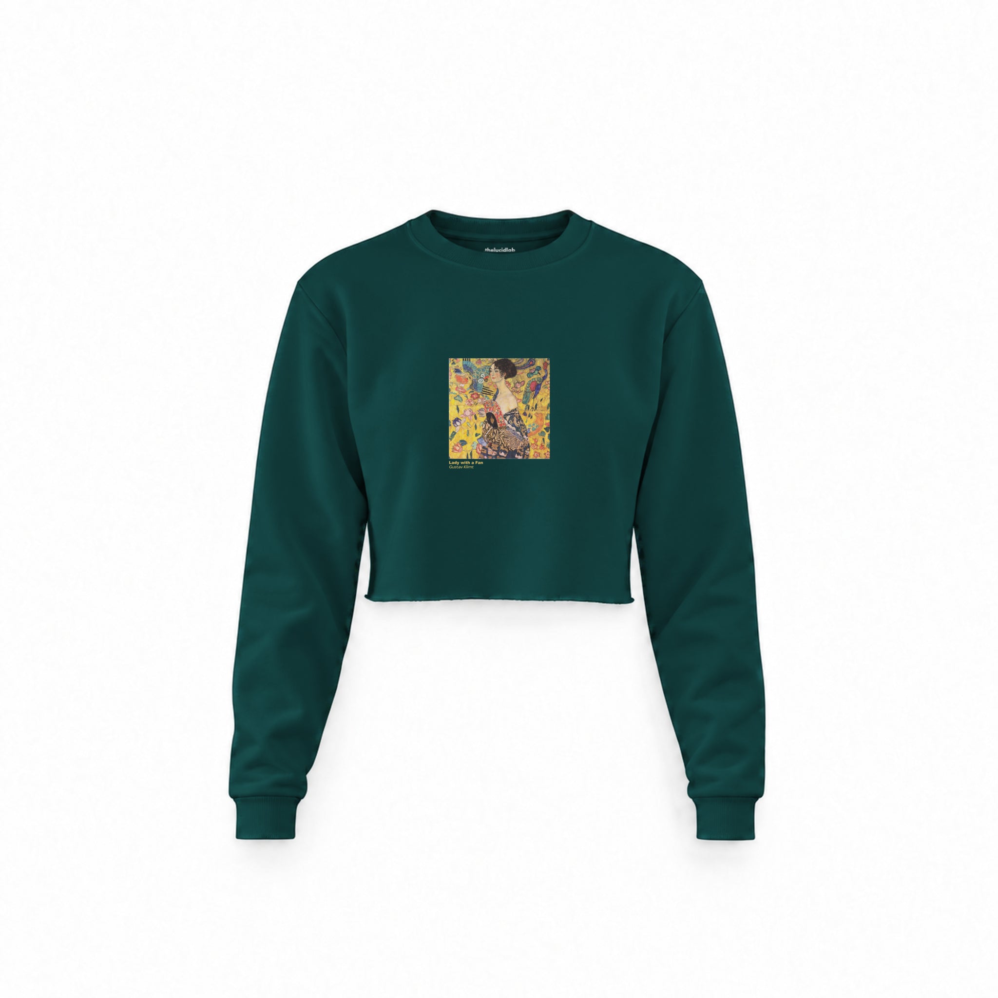 Lady with a Fan Crop Sweatshirt – Koyu Yeşil