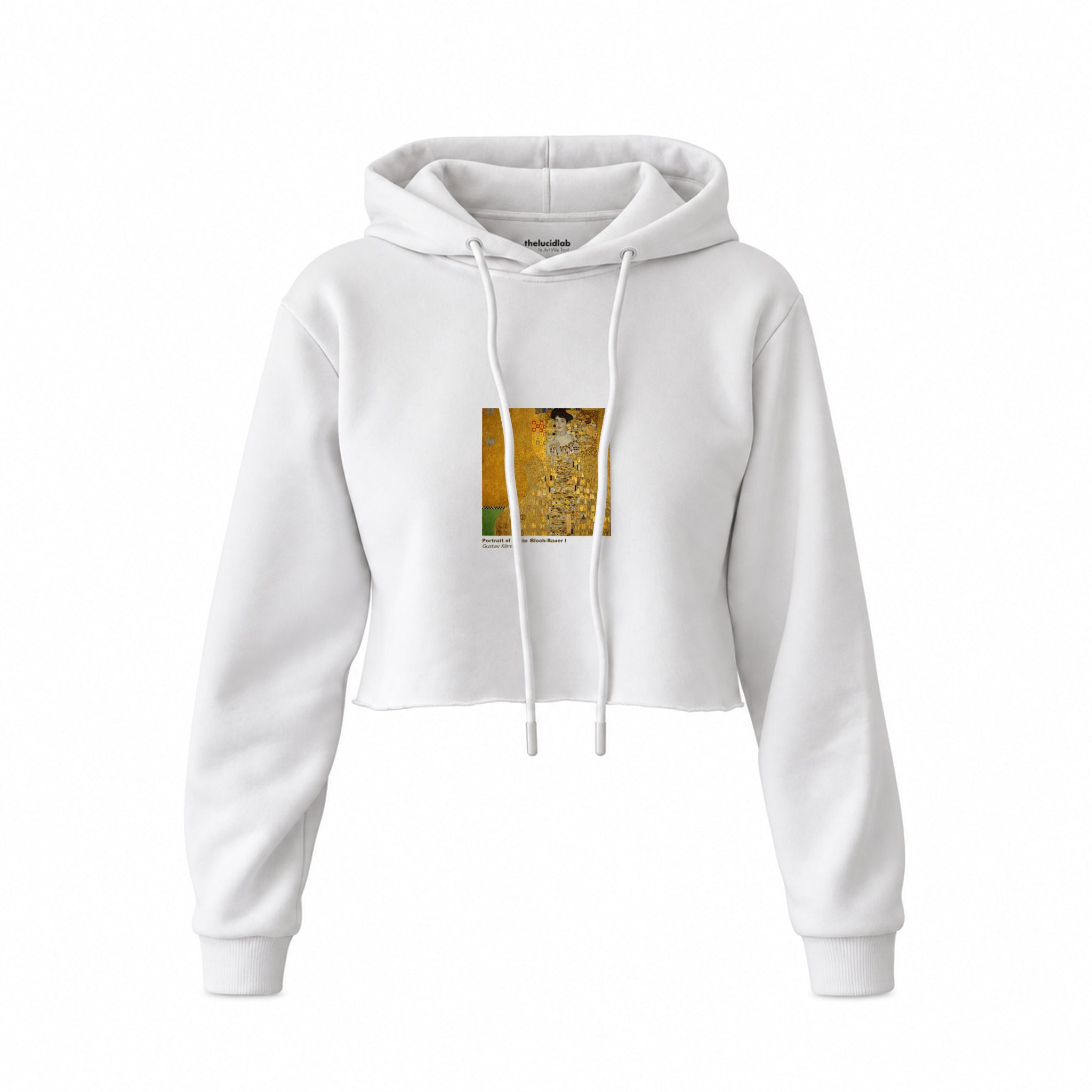 Portrait of Adele Bloch-Bauer I Crop Hoodie – Beyaz