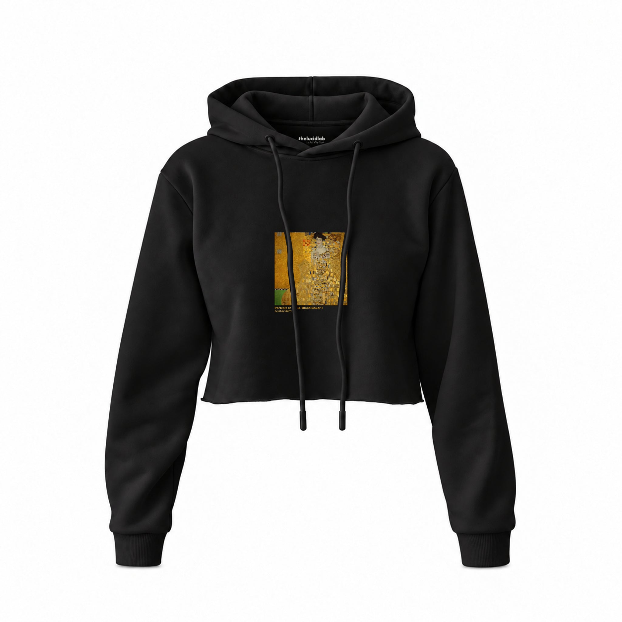 Portrait of Adele Bloch-Bauer I Crop Hoodie – Siyah