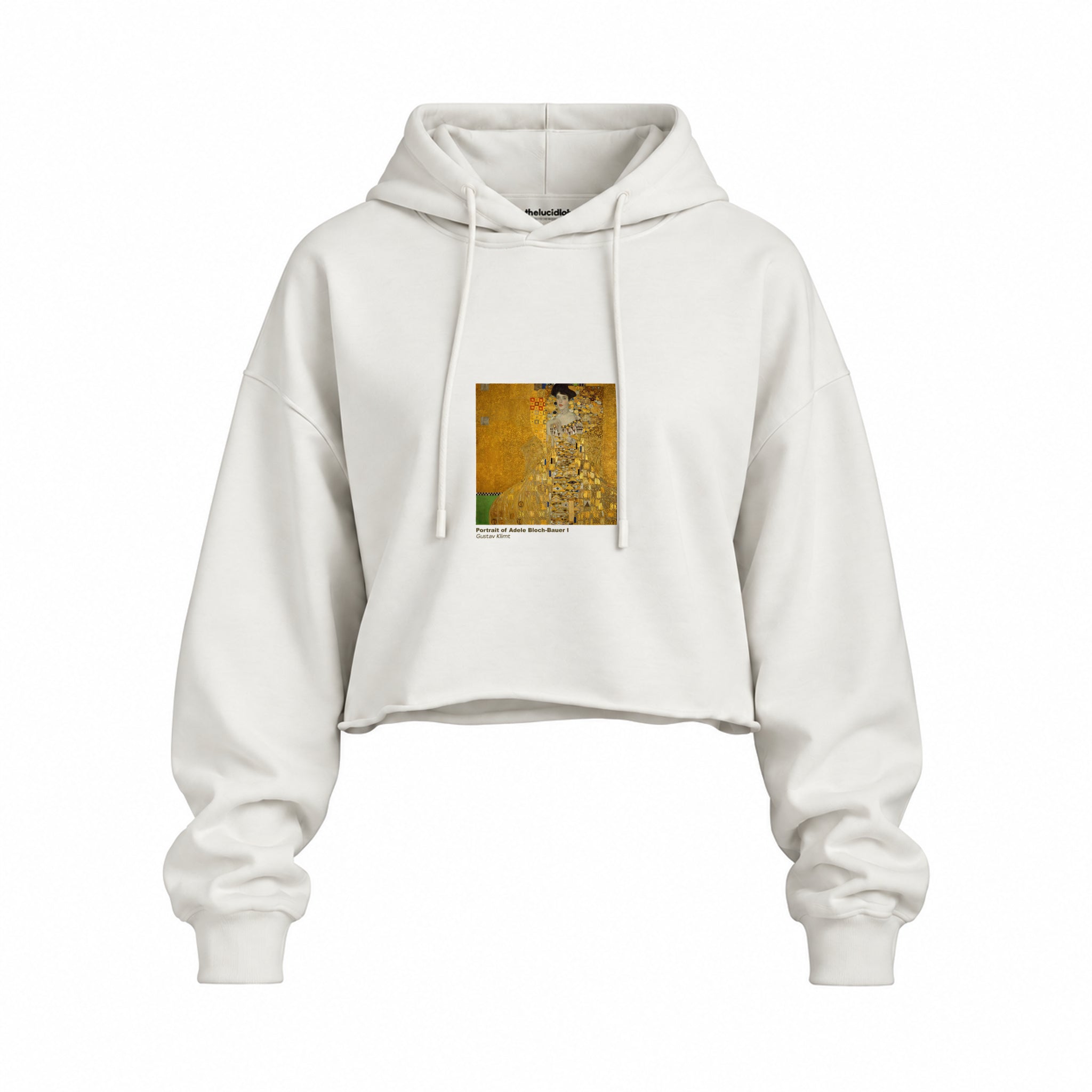Portrait of Adele Bloch-Bauer I Oversize Crop Hoodie – Beyaz