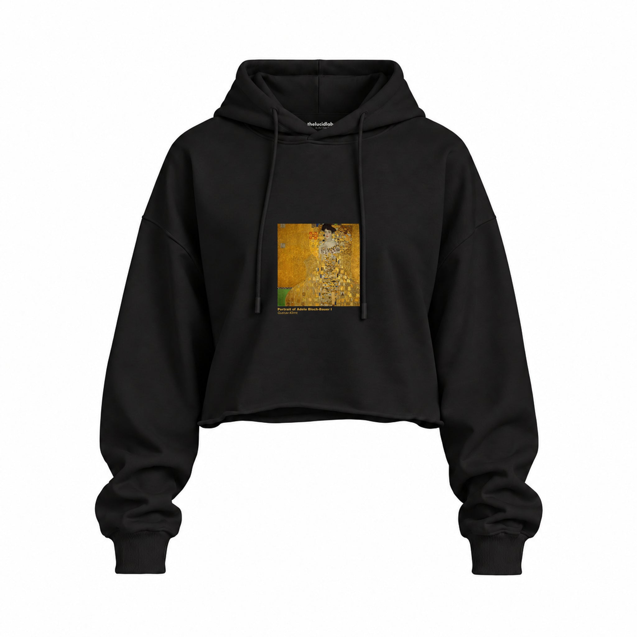Portrait of Adele Bloch-Bauer I Oversize Crop Hoodie – Siyah