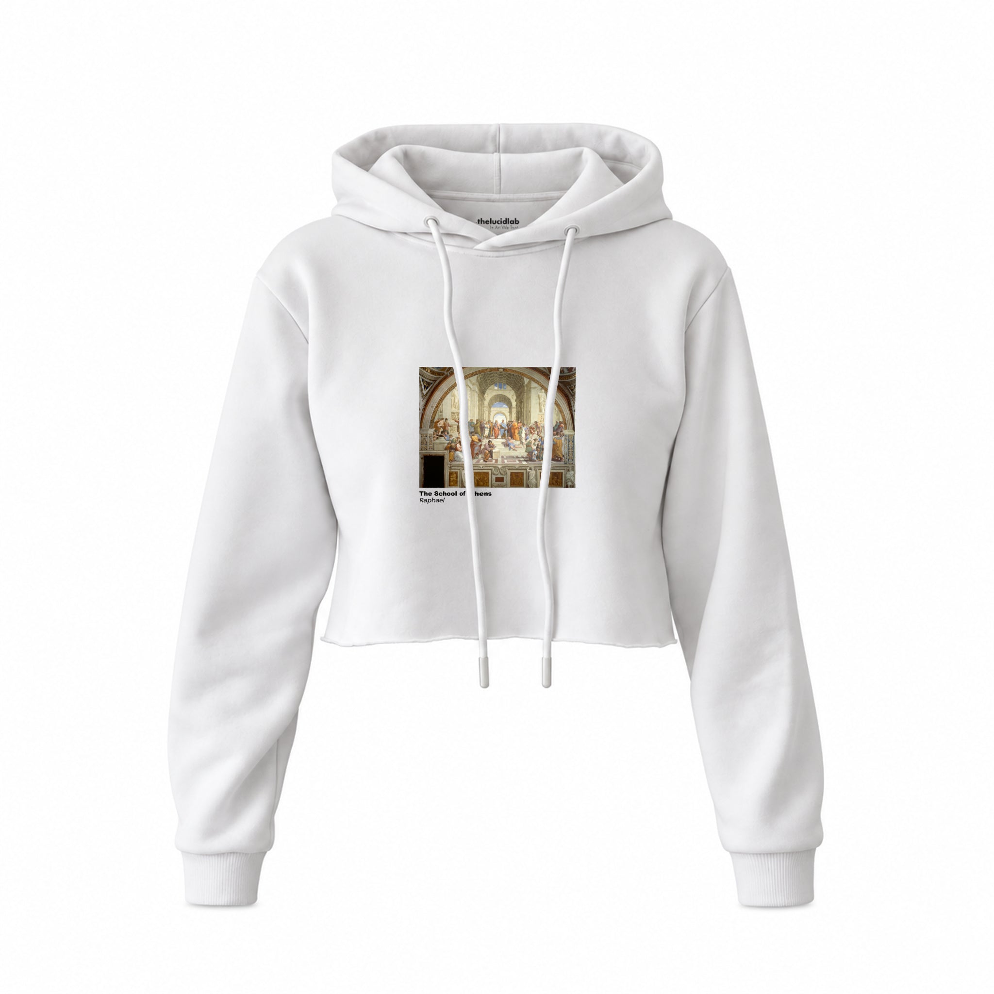 The School of Athens Crop Hoodie – Beyaz