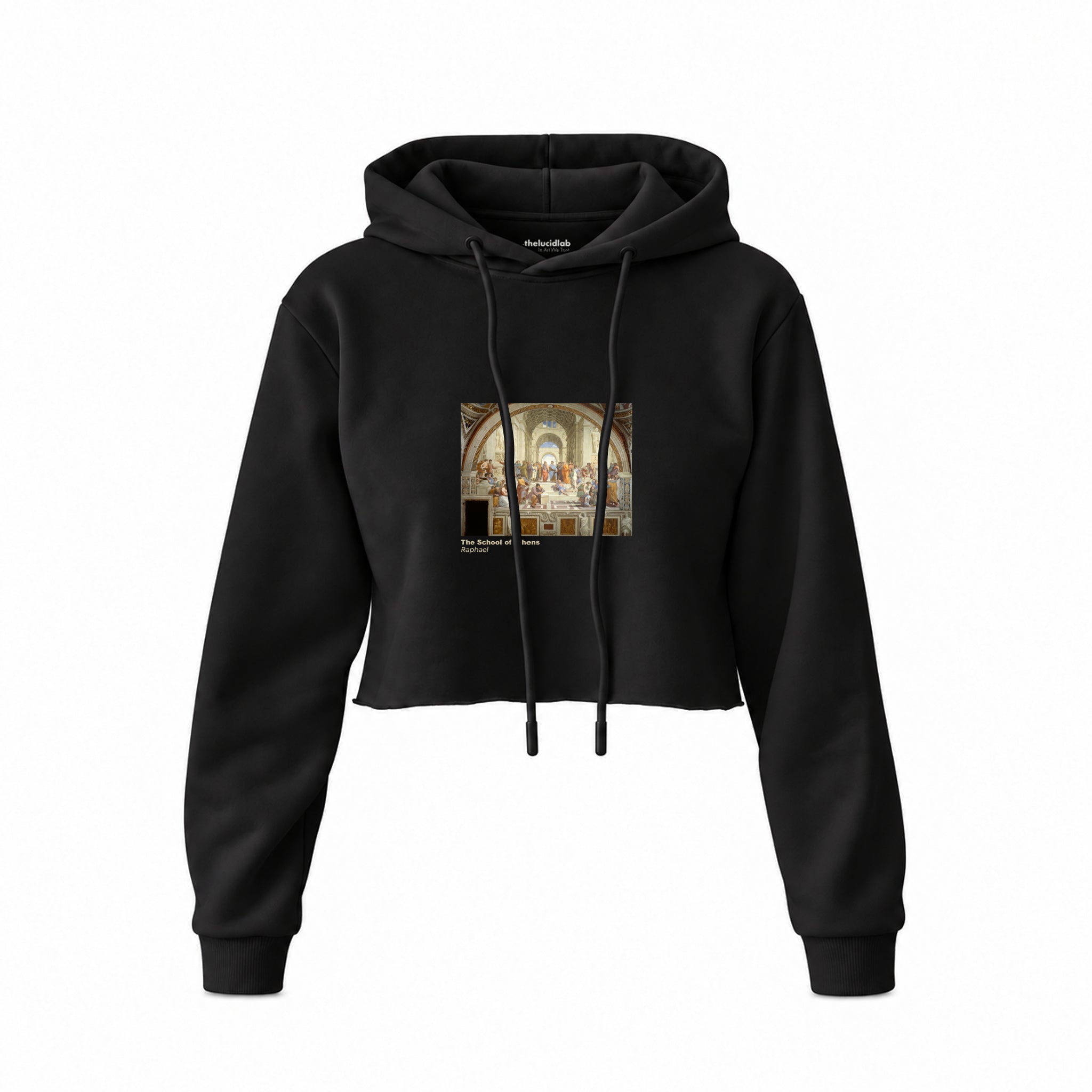 The School of Athens Crop Hoodie – Siyah