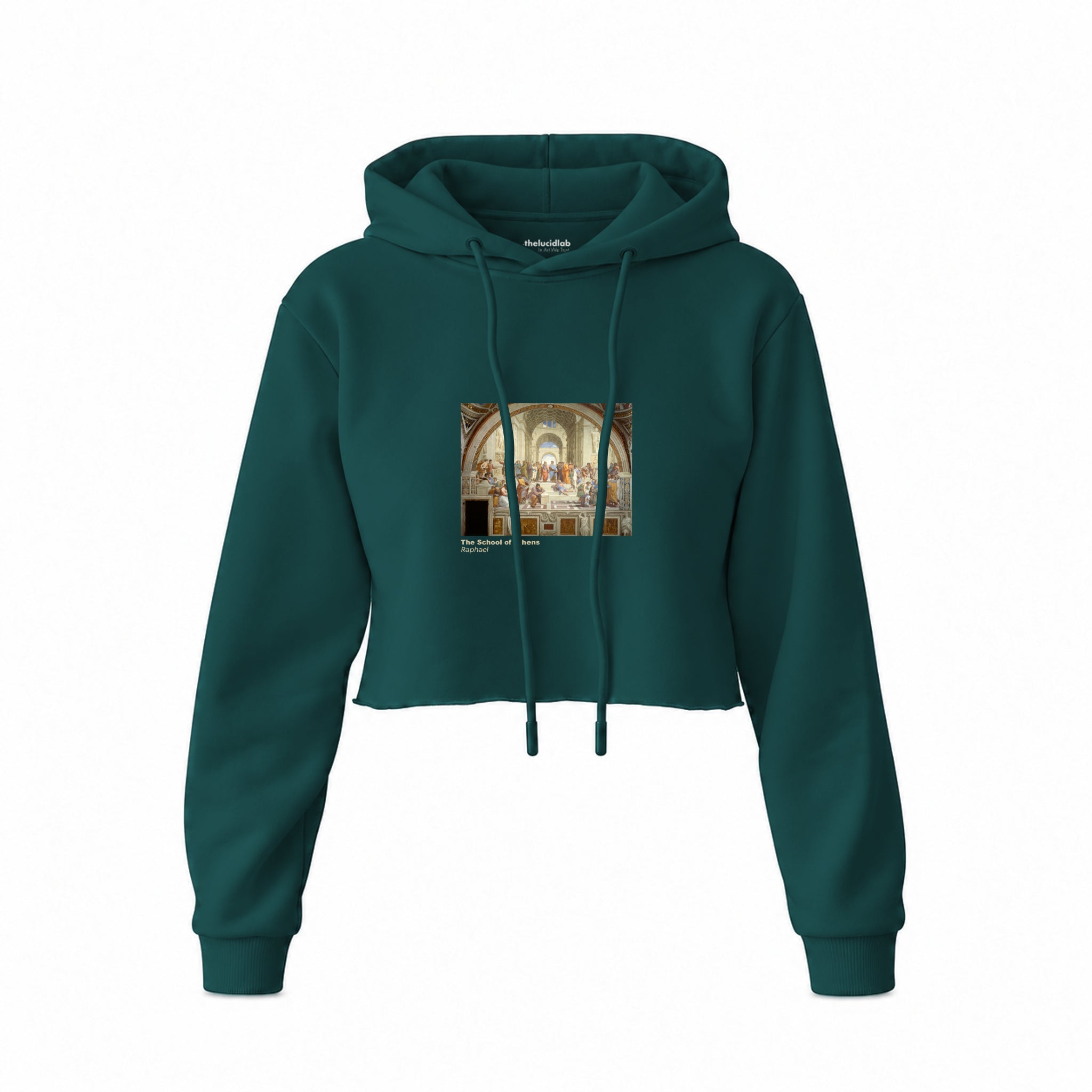 The School of Athens Crop Hoodie – Koyu Yeşil