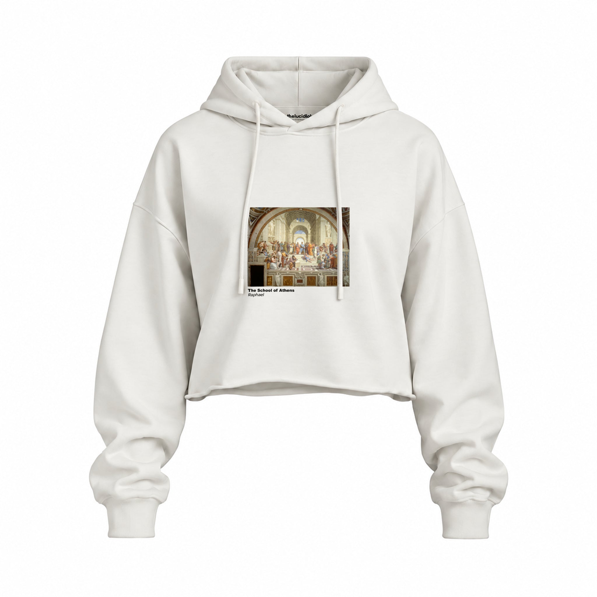 The School of Athens Oversize Crop Hoodie – Beyaz