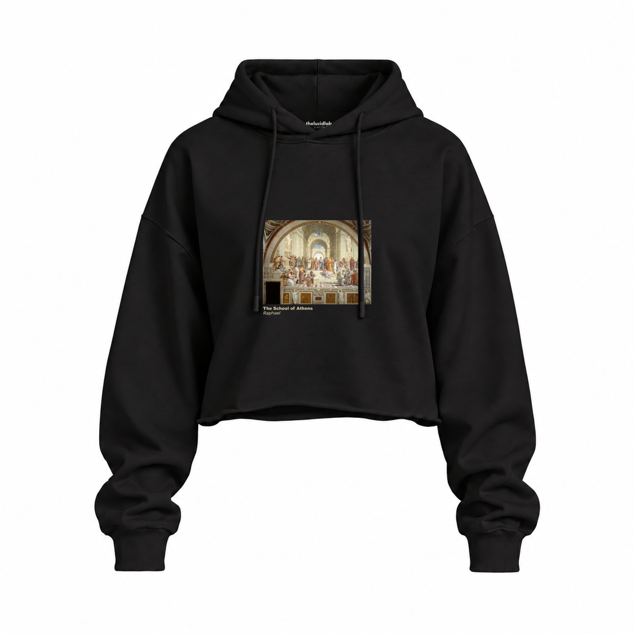 The School of Athens Oversize Crop Hoodie – Siyah