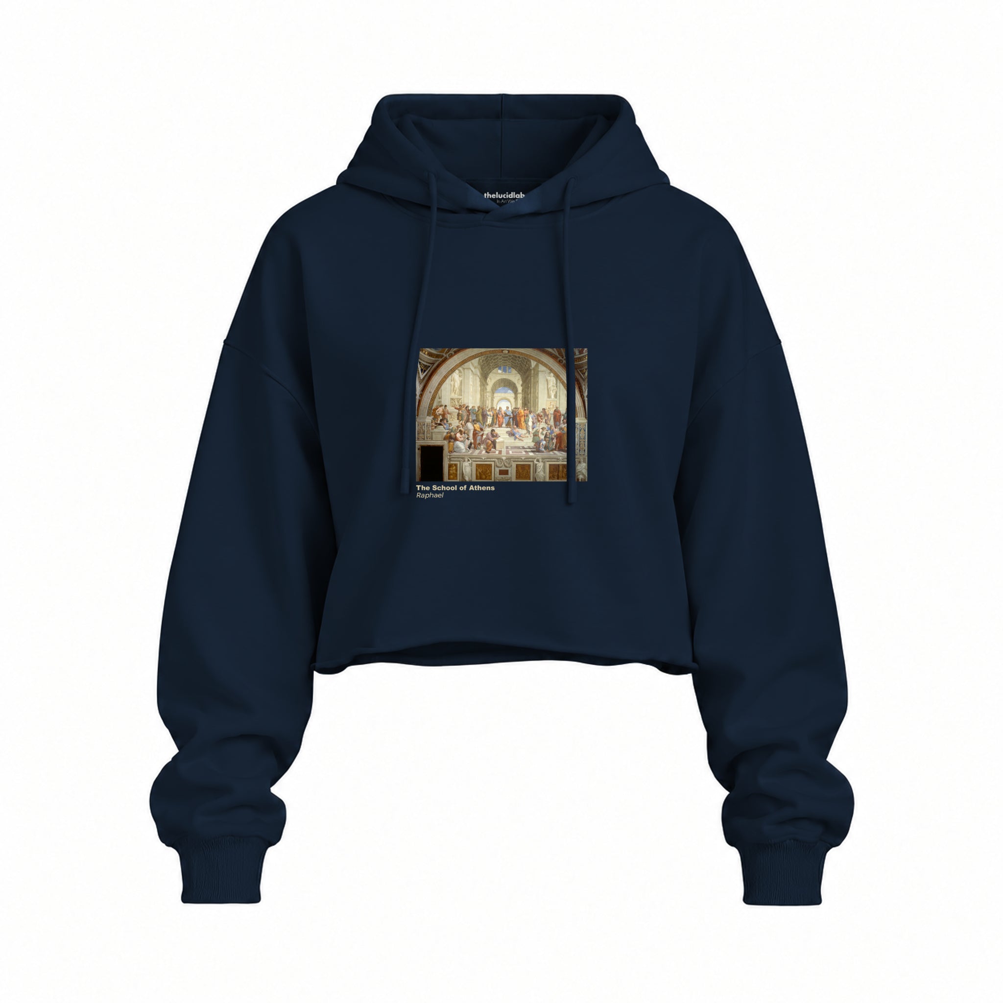 The School of Athens Oversize Crop Hoodie – Lacivert