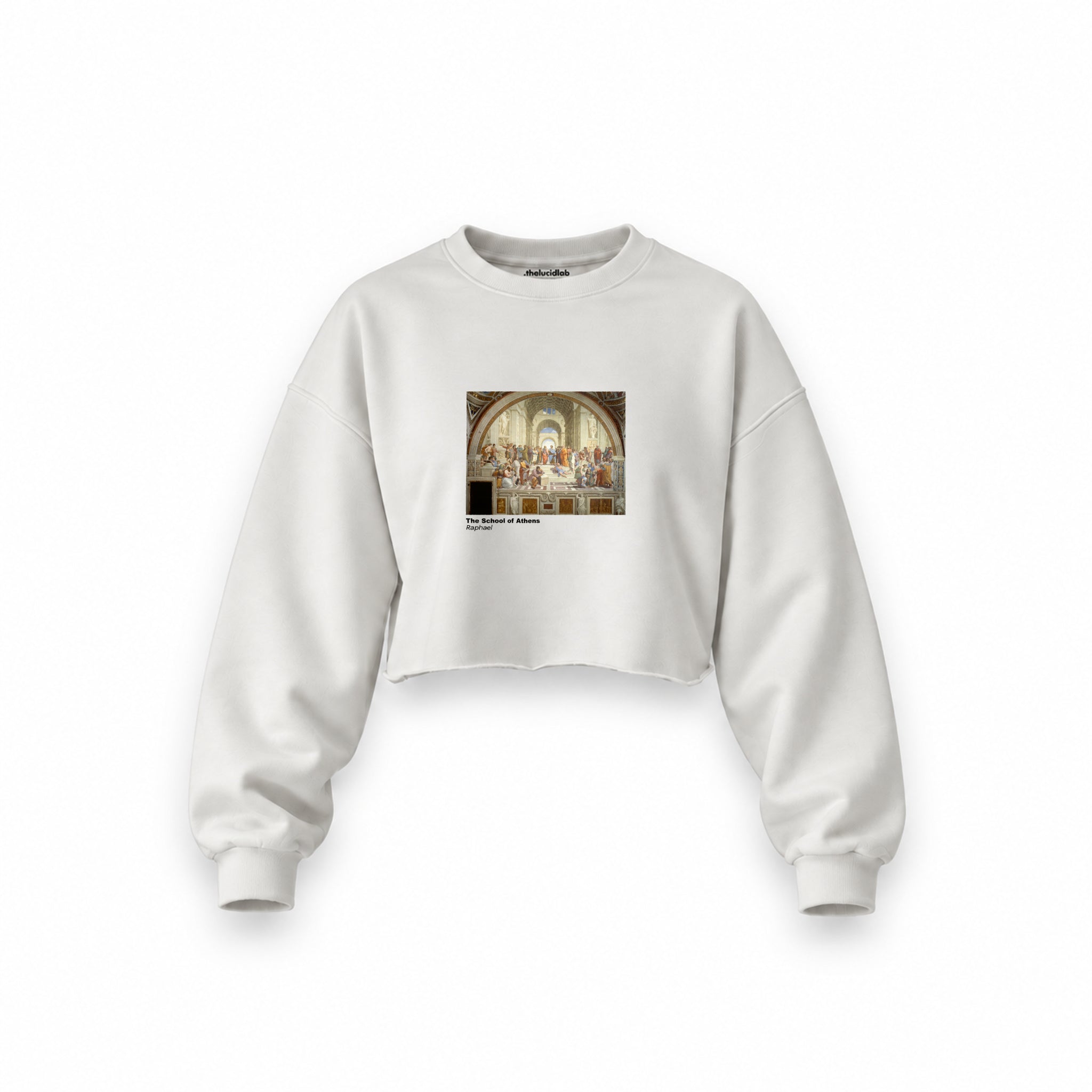 The School of Athens Oversize Crop Sweatshirt – Beyaz