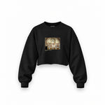 The School of Athens Oversize Crop Sweatshirt – Siyah