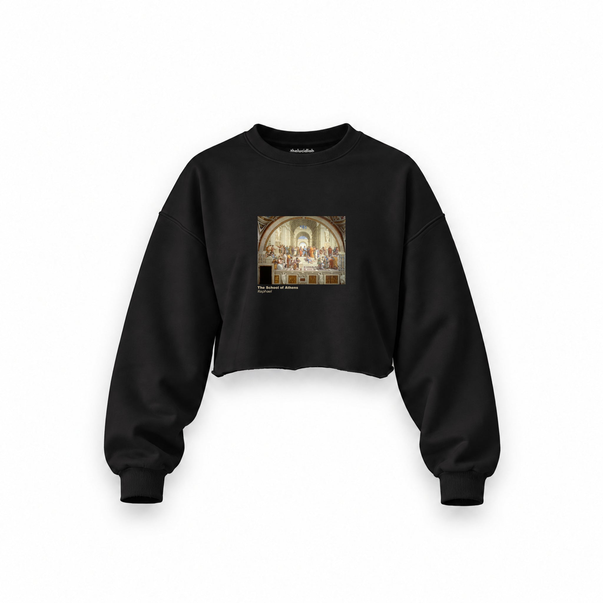 The School of Athens Oversize Crop Sweatshirt – Siyah