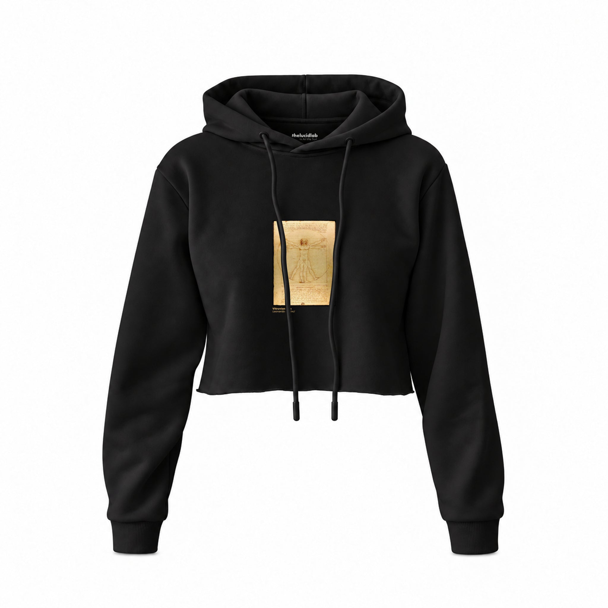 Vitruvian Man Crop Hoodie – Siyah