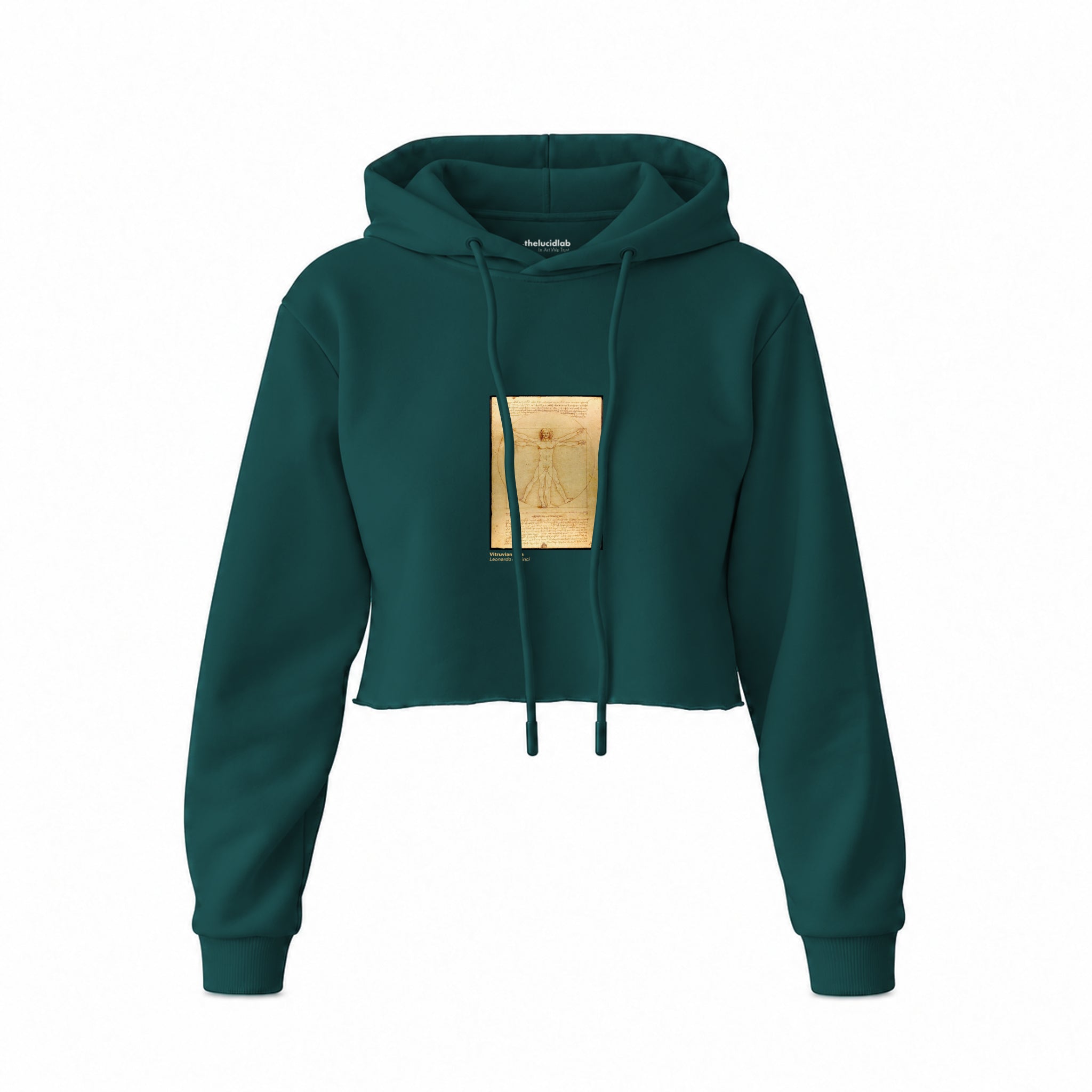 Vitruvian Man Crop Hoodie – Koyu Yeşil