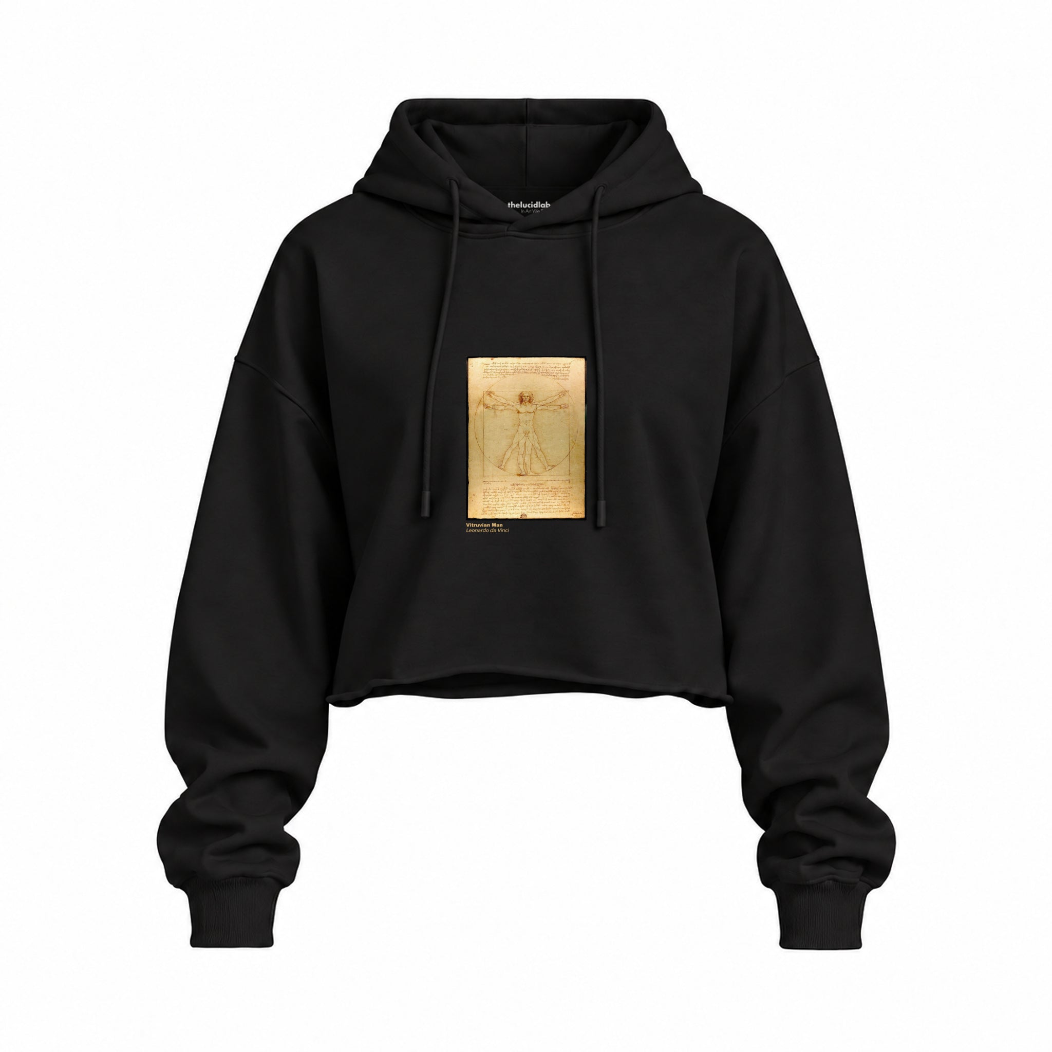 Vitruvian Man Oversize Crop Hoodie – Siyah