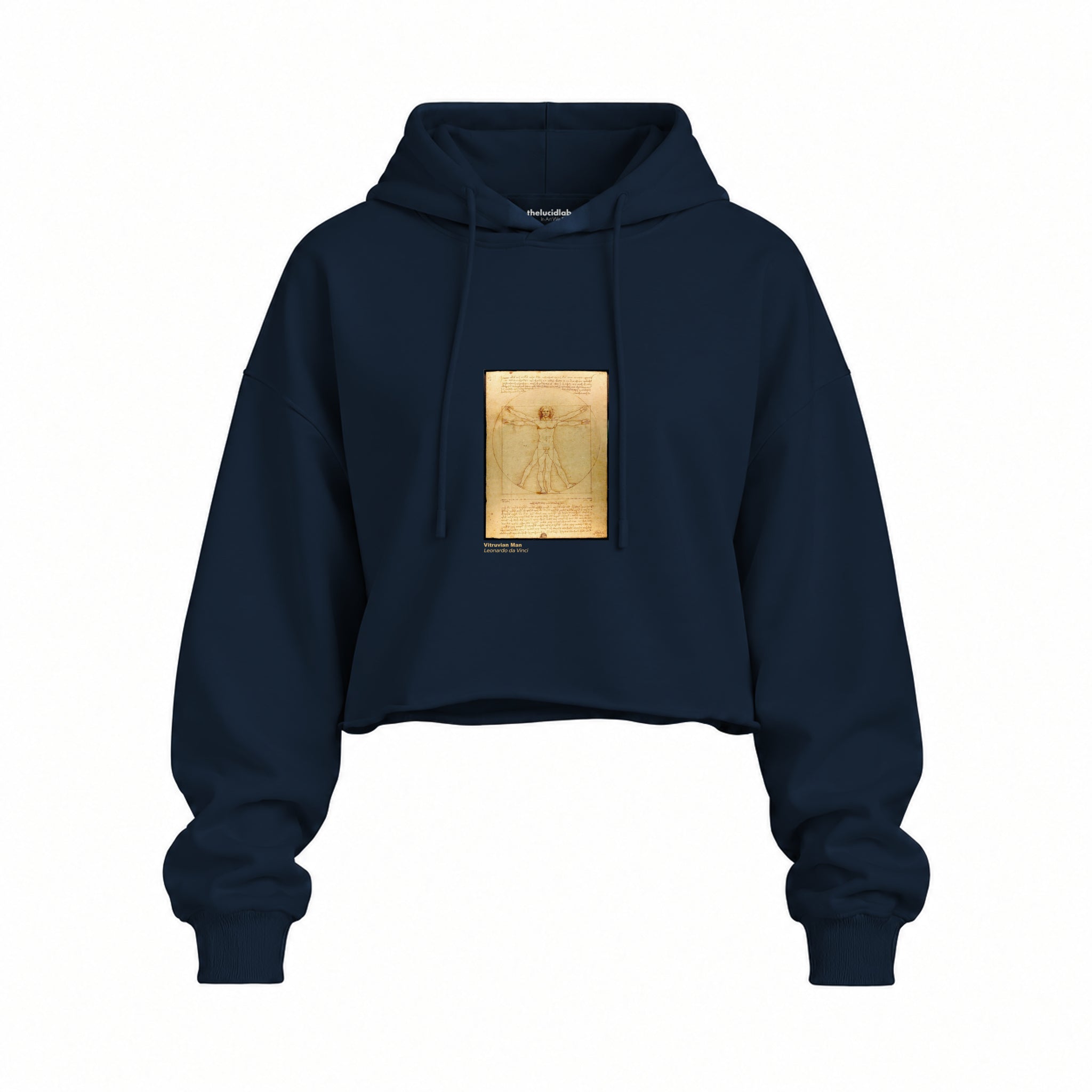 Vitruvian Man Oversize Crop Hoodie – Lacivert