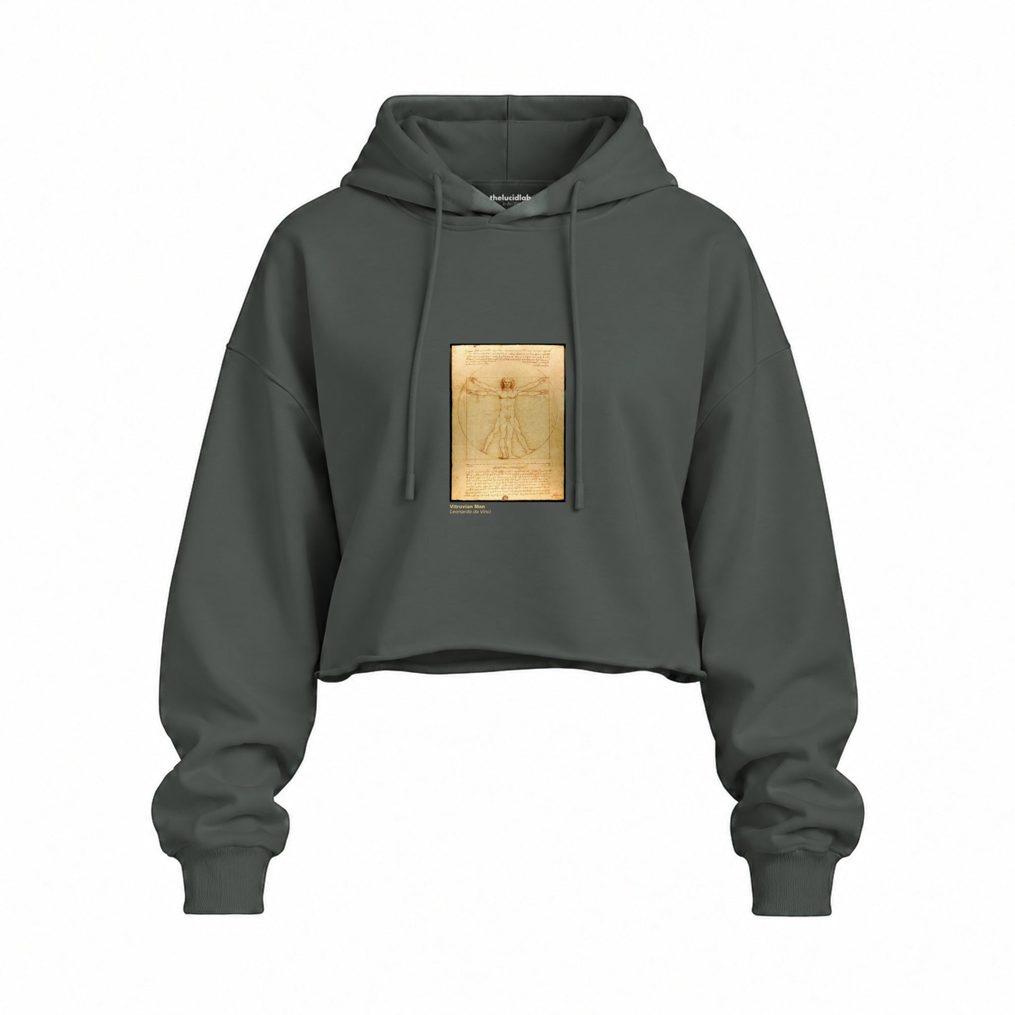 Vitruvian Man Oversize Crop Hoodie – Antrasit