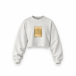 Vitruvian Man Oversize Crop Sweatshirt – Beyaz