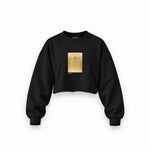 Vitruvian Man Oversize Crop Sweatshirt – Siyah