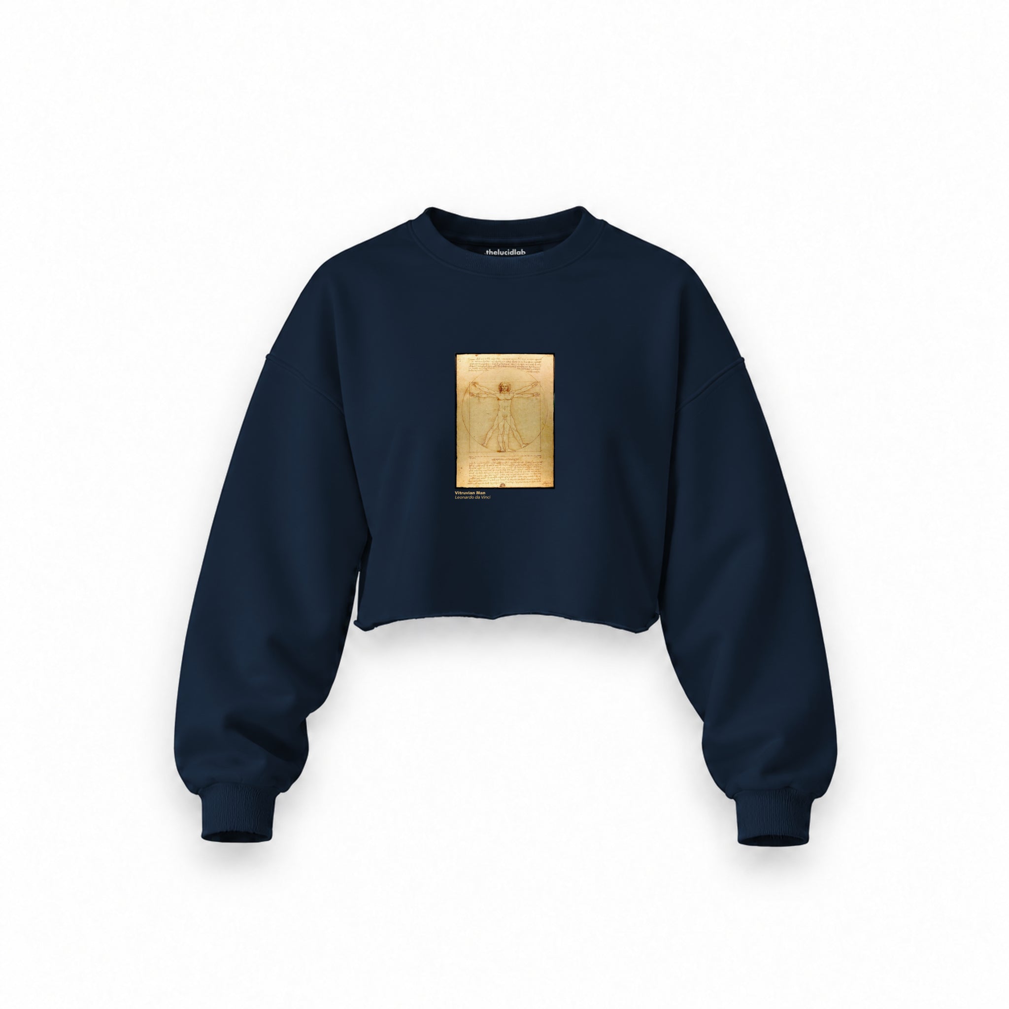 Vitruvian Man Oversize Crop Sweatshirt – Lacivert