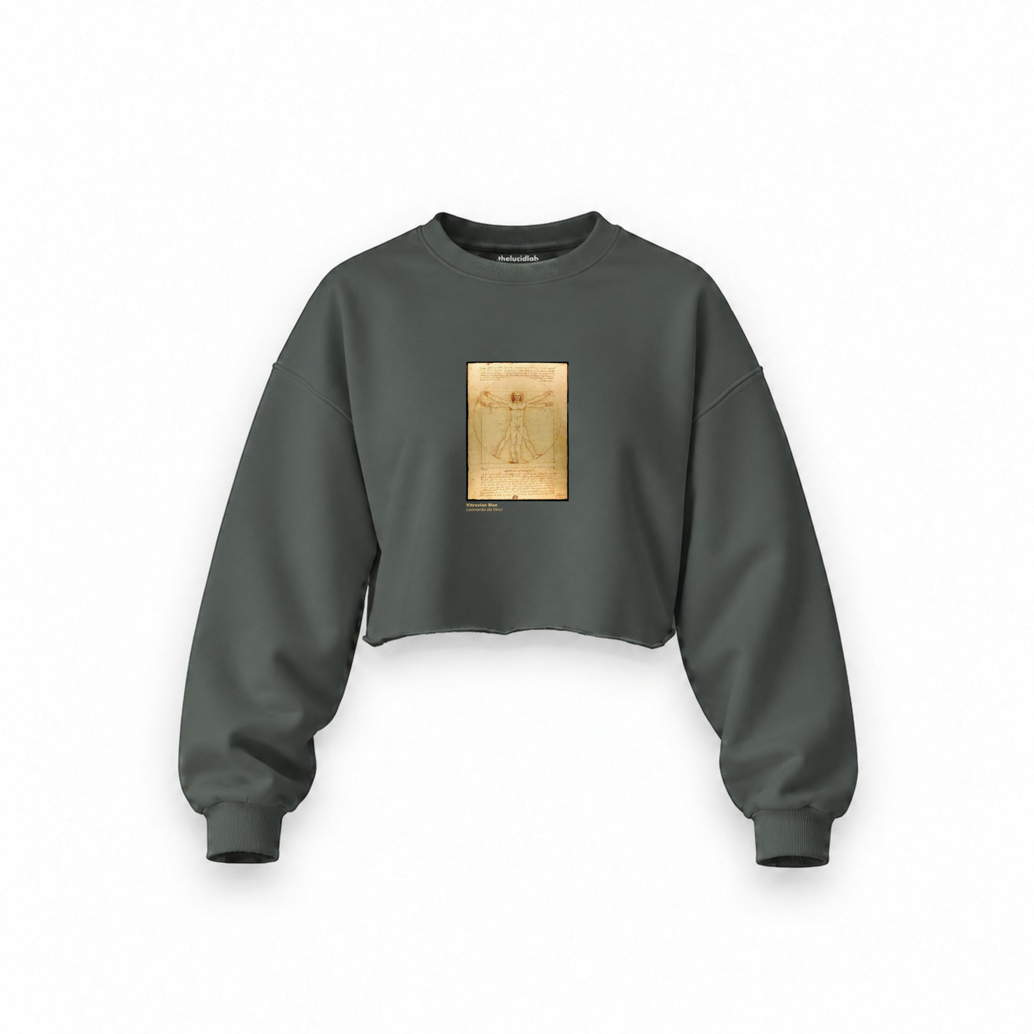 Vitruvian Man Oversize Crop Sweatshirt – Antrasit