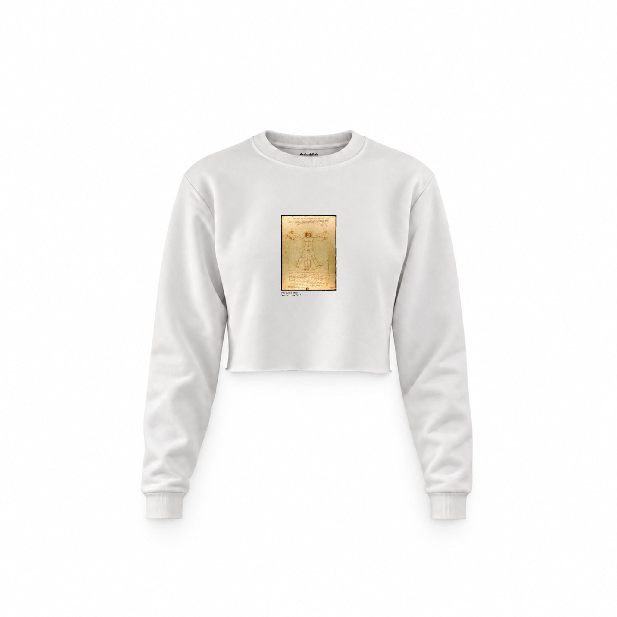 Vitruvian Man Crop Sweatshirt – Beyaz