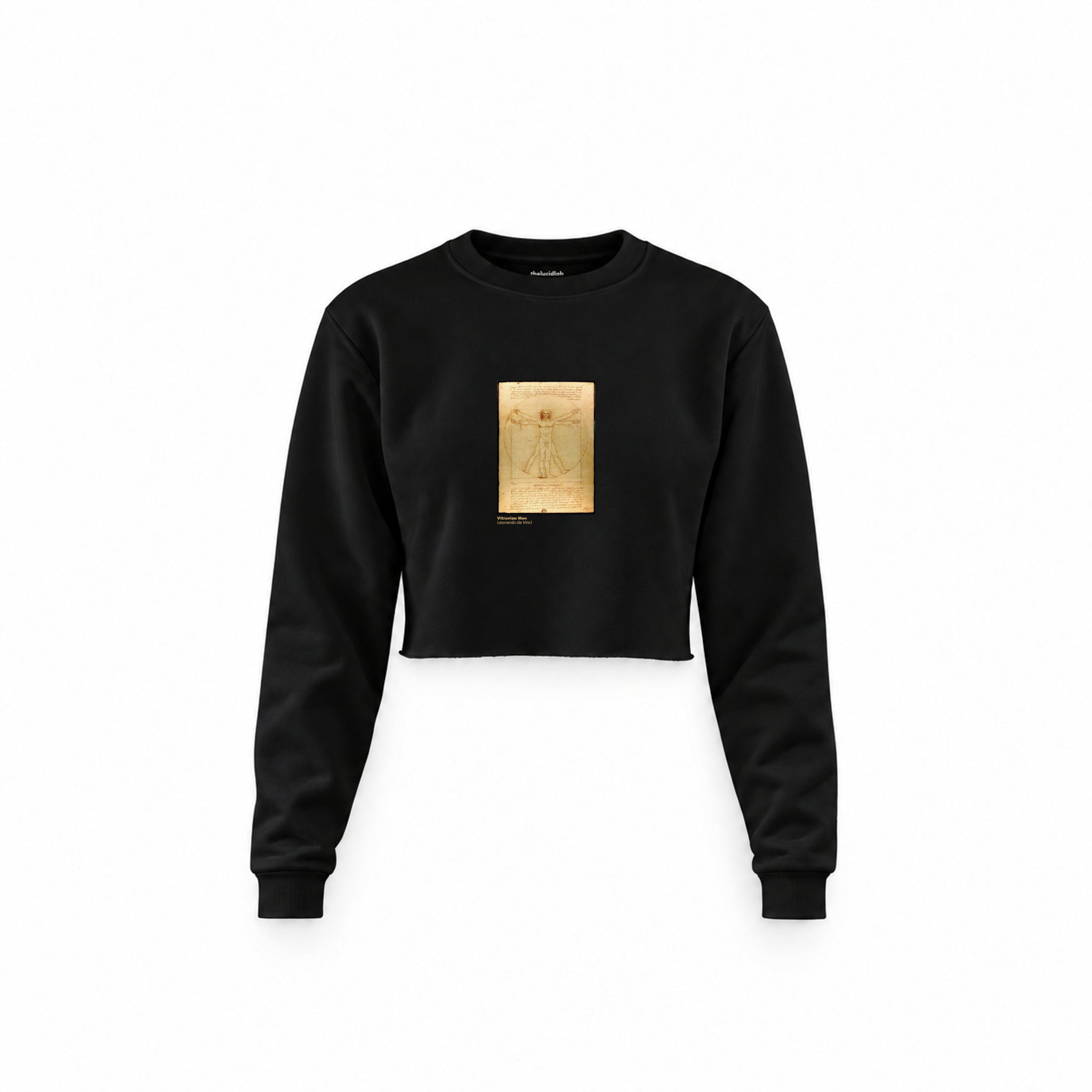 Vitruvian Man Crop Sweatshirt – Siyah
