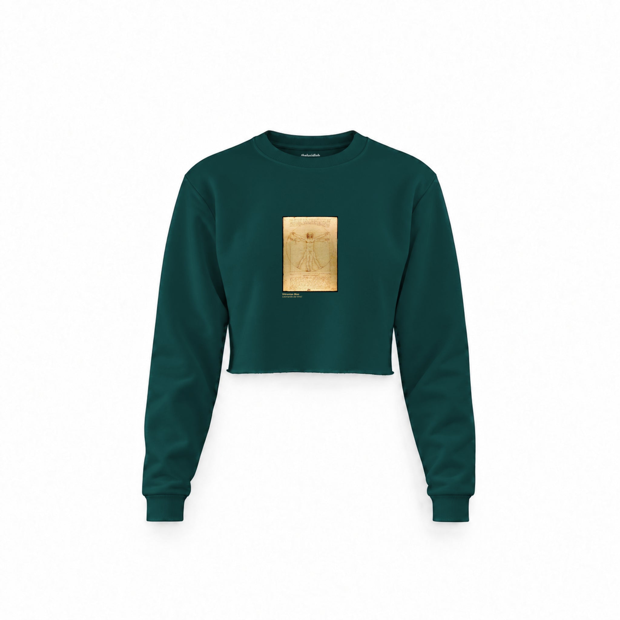 Vitruvian Man Crop Sweatshirt – Koyu Yeşil