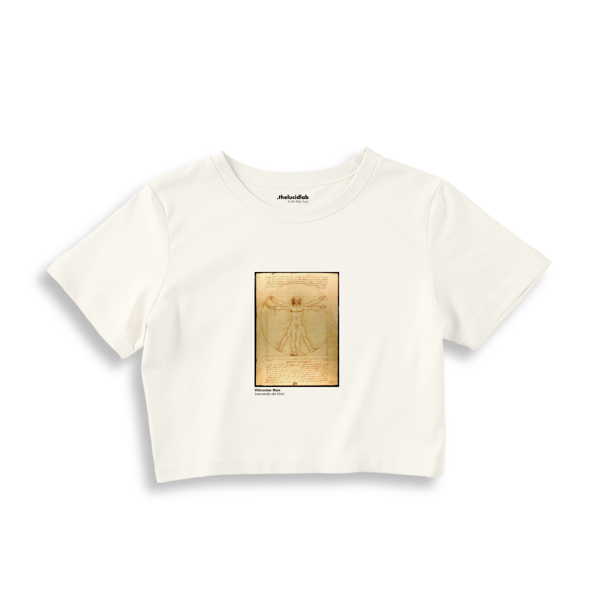 Vitruvian Man Crop Tişört – Ekru