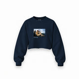 The Fallen Angel Oversize Crop Sweatshirt – Lacivert