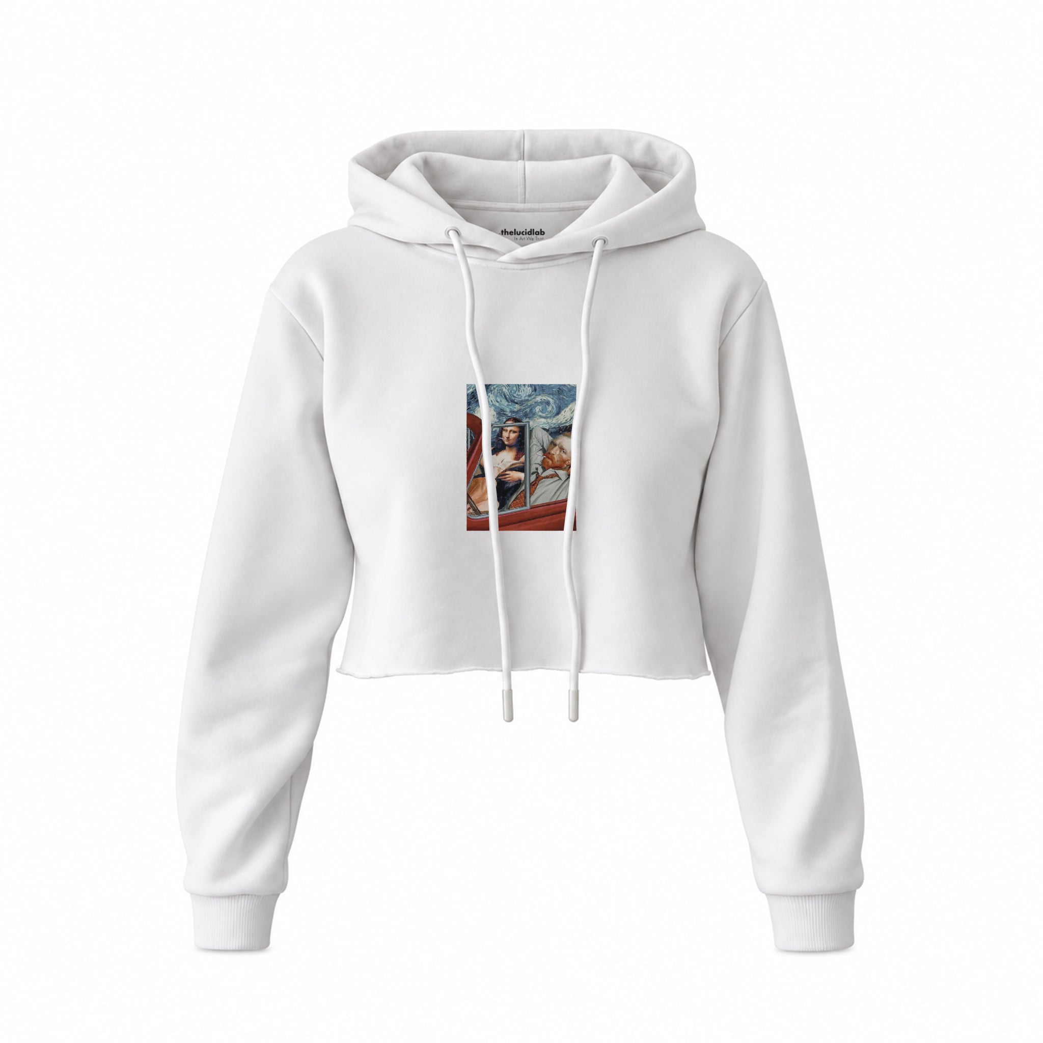 Mona and van Gogh's Secret Crop Hoodie – Beyaz