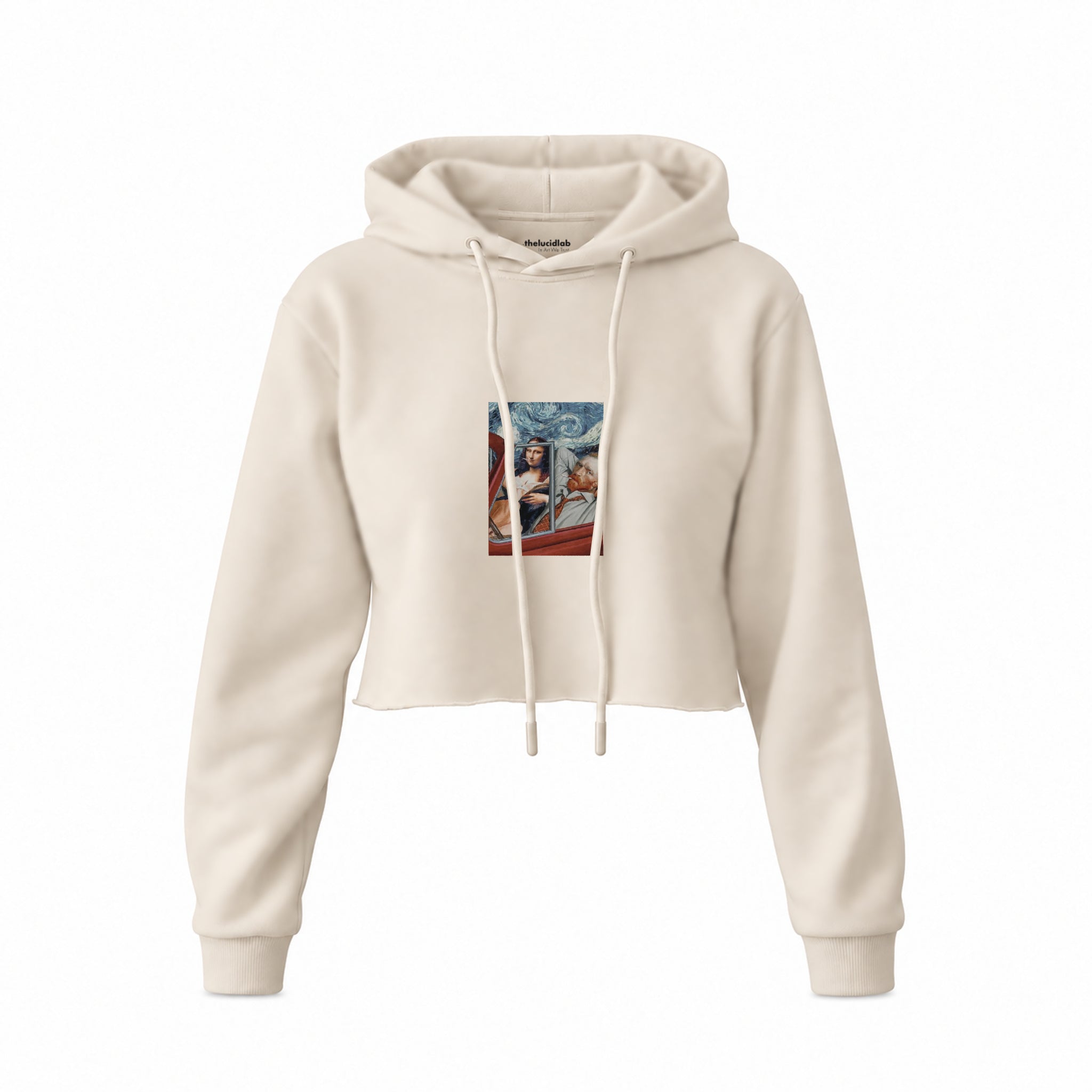 Mona and van Gogh's Secret Crop Hoodie – Krem