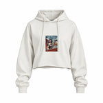 Mona and van Gogh's Secret Oversize Crop Hoodie – Beyaz