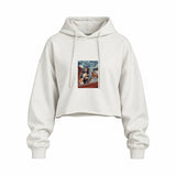 Mona and van Gogh's Secret Oversize Crop Hoodie – Beyaz