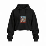 Mona and van Gogh's Secret Oversize Crop Hoodie – Siyah