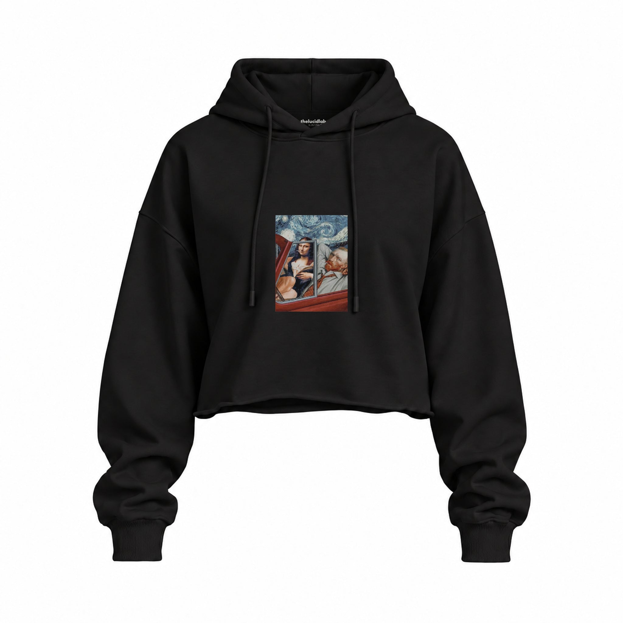 Mona and van Gogh's Secret Oversize Crop Hoodie – Siyah