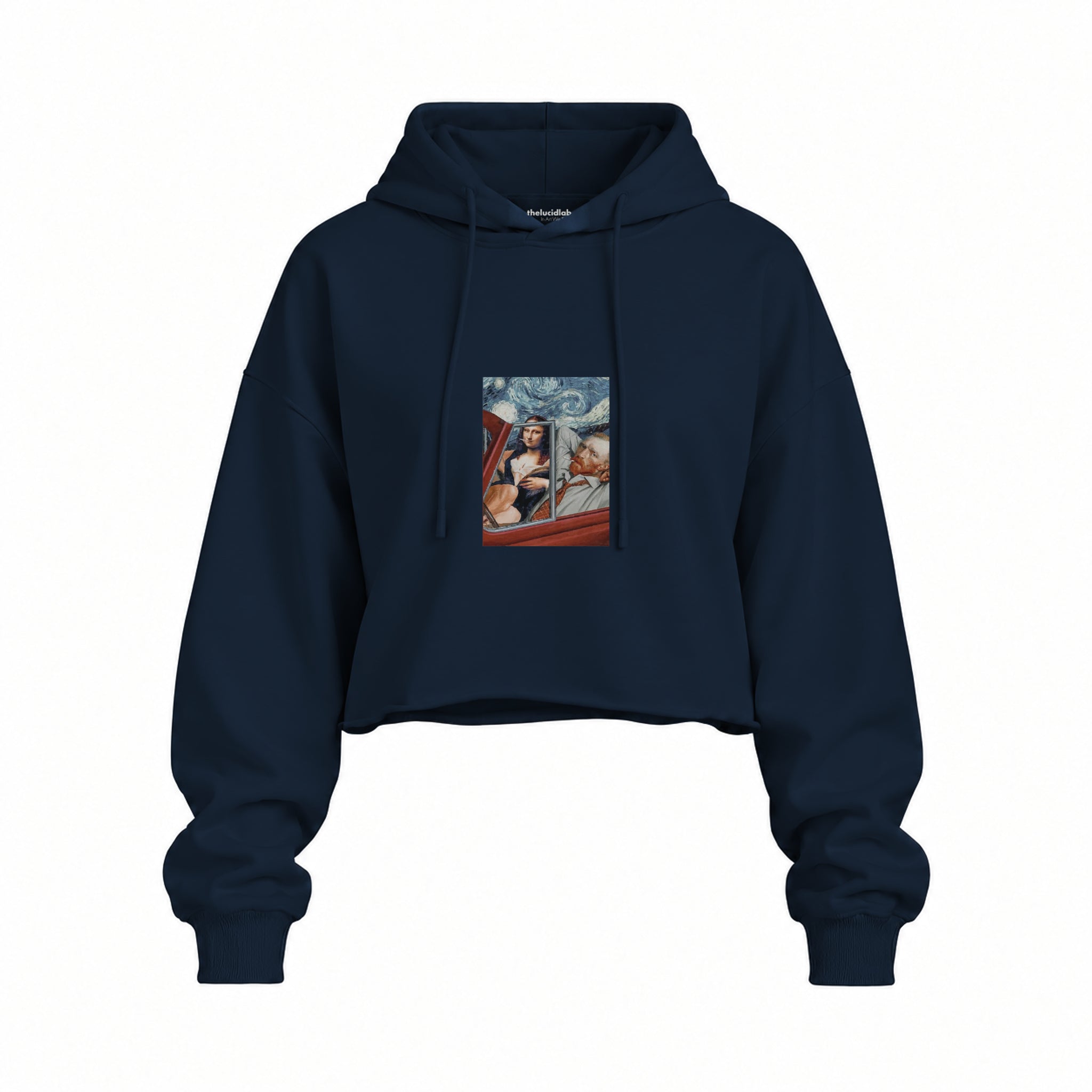 Mona and van Gogh's Secret Oversize Crop Hoodie – Lacivert