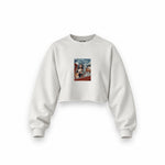 Mona and van Gogh's Secret Oversize Crop Sweatshirt – Beyaz