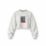 Mona and van Gogh's Secret Oversize Crop Sweatshirt – Beyaz