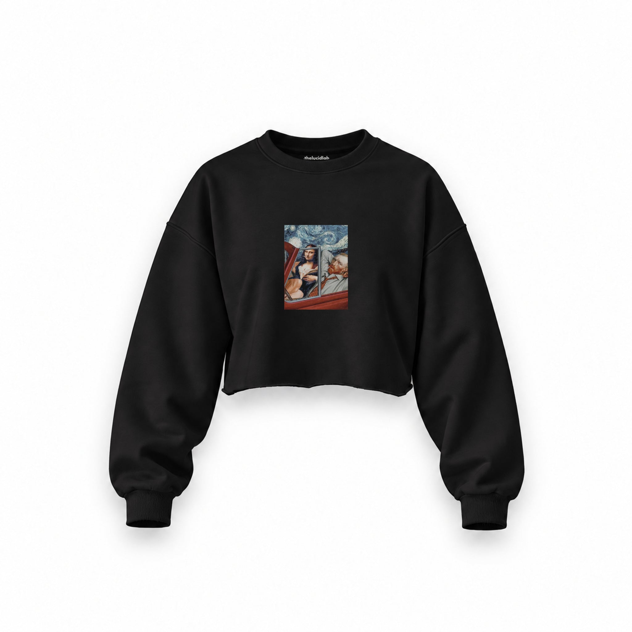 Mona and van Gogh's Secret Oversize Crop Sweatshirt – Siyah