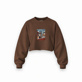 Mona and van Gogh's Secret Oversize Crop Sweatshirt – Kahverengi