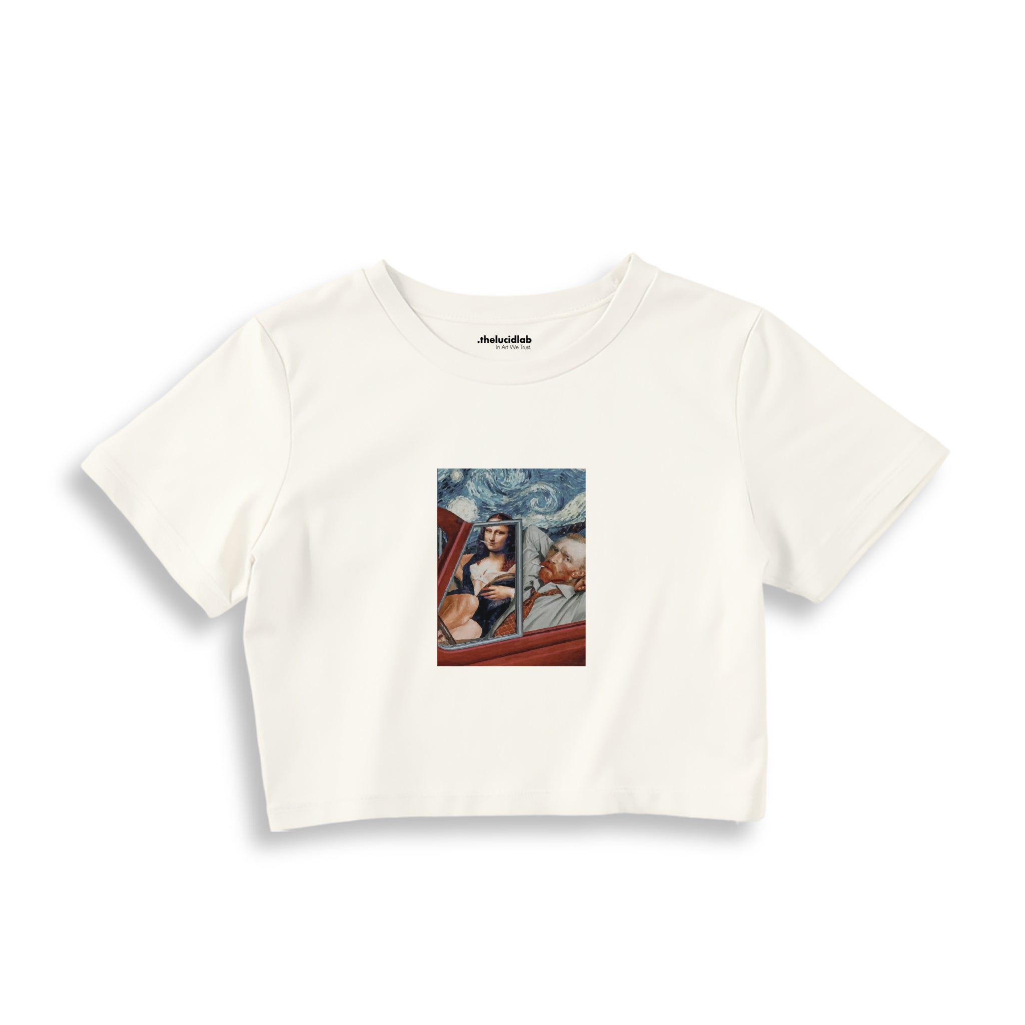 Mona and van Gogh's Secret Crop Tişört – Ekru