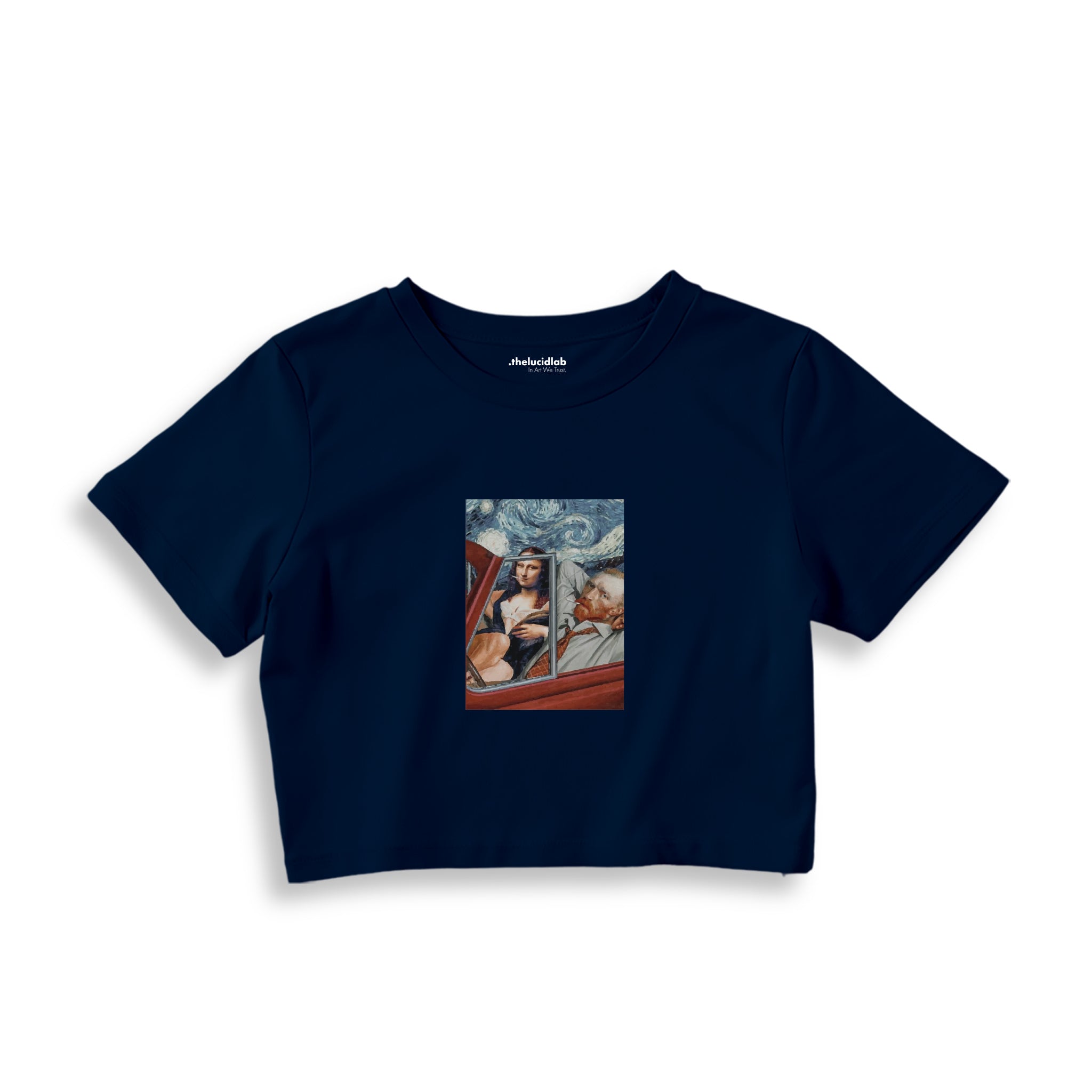 Mona and van Gogh's Secret Crop Tişört – Lacivert