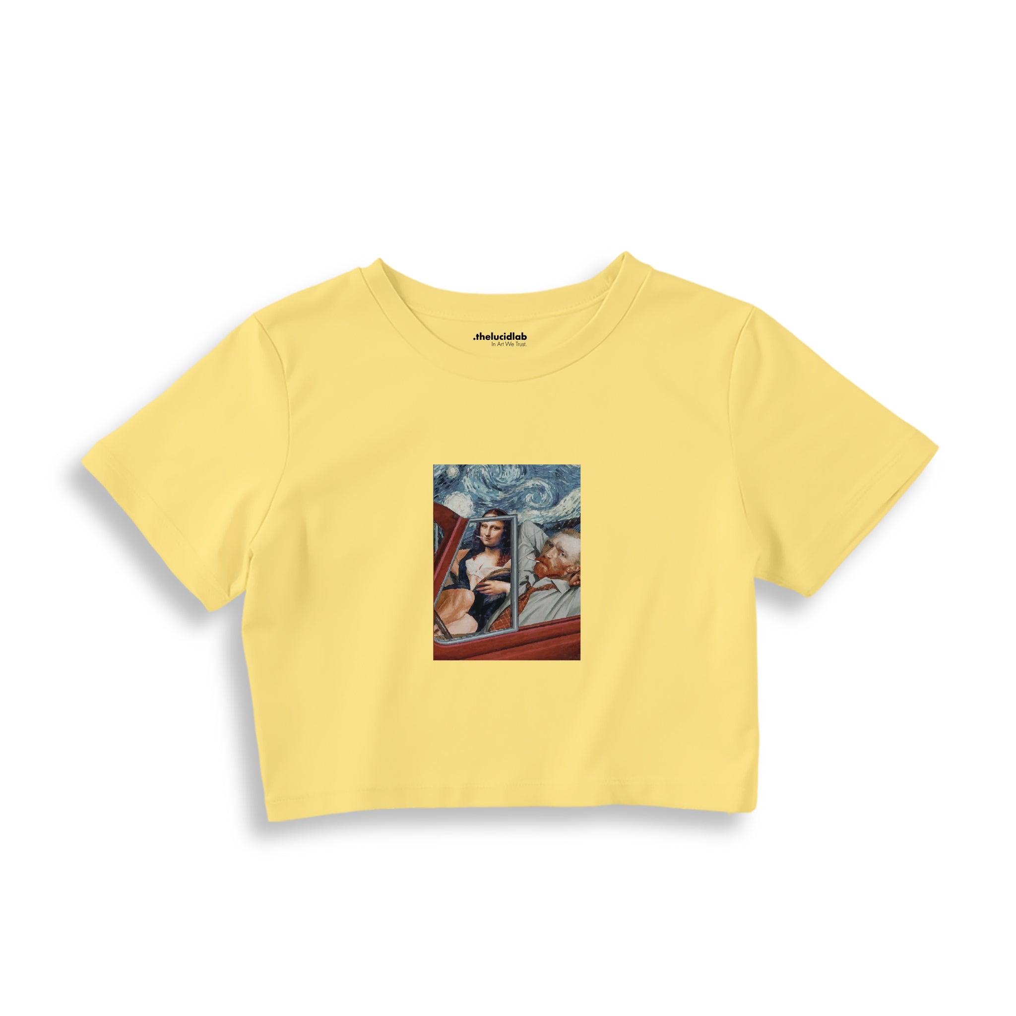 Mona and van Gogh's Secret Crop Tişört – Sarı
