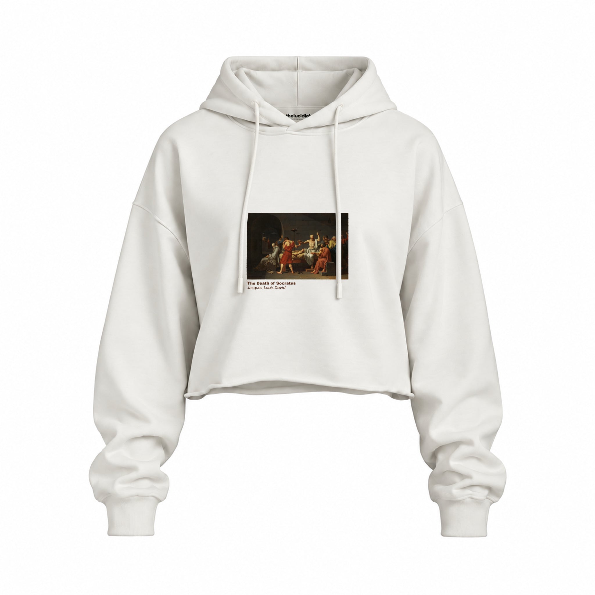The Death of Socrates Oversize Crop Hoodie – Beyaz