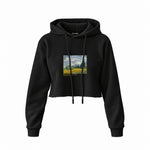 Wheat Field with Cypresses Crop Hoodie – Siyah