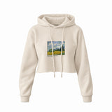 Wheat Field with Cypresses Crop Hoodie – Krem