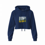 Wheat Field with Cypresses Crop Hoodie – Lacivert
