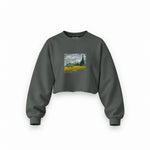 Wheat Field with Cypresses Oversize Crop Sweatshirt – Antrasit